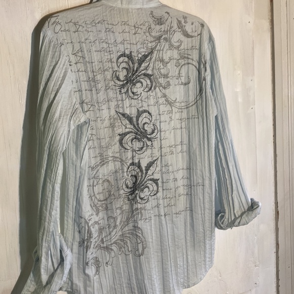 POP ICon Clothing Embroidered Posh Cotton Button Up- S - Picture 5 of 6